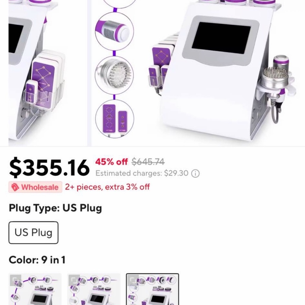 Professional 9-in-1 White and Purple Multifunction Skin Care Device